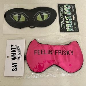 2 New Cat Theme Sleep Eye Masks, Satin